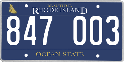 RI license plate 847003