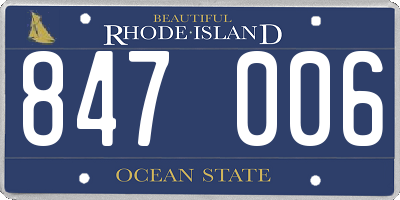 RI license plate 847006