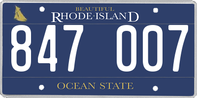 RI license plate 847007