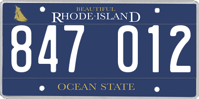 RI license plate 847012