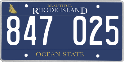 RI license plate 847025
