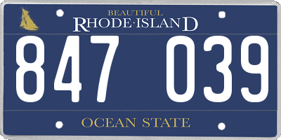 RI license plate 847039