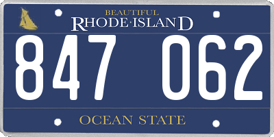 RI license plate 847062