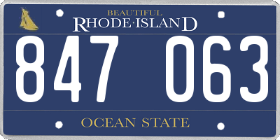 RI license plate 847063