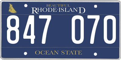 RI license plate 847070