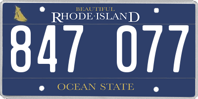 RI license plate 847077