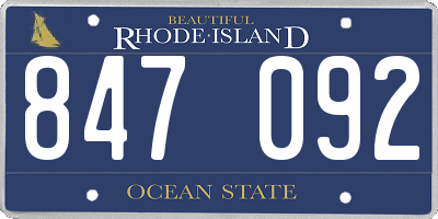 RI license plate 847092
