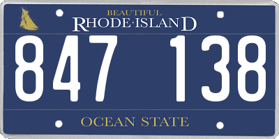RI license plate 847138