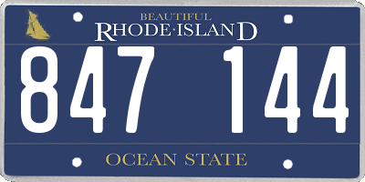 RI license plate 847144