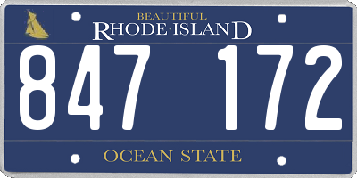 RI license plate 847172