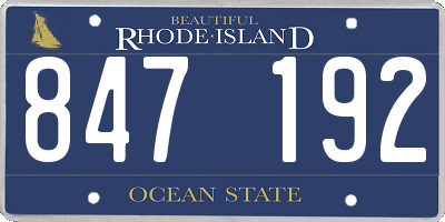 RI license plate 847192