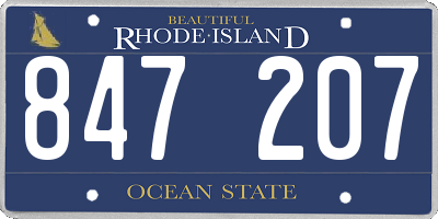 RI license plate 847207