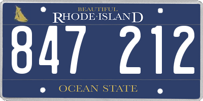 RI license plate 847212