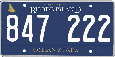 RI license plate 847222