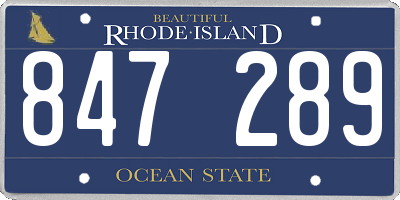RI license plate 847289