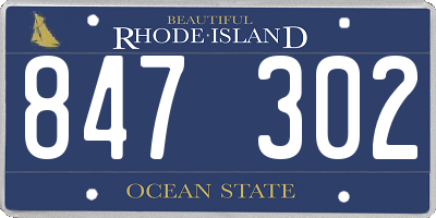 RI license plate 847302
