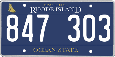 RI license plate 847303
