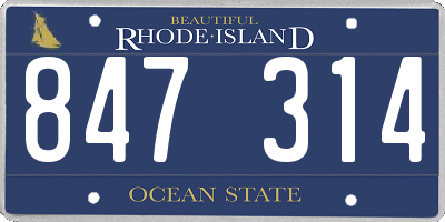 RI license plate 847314