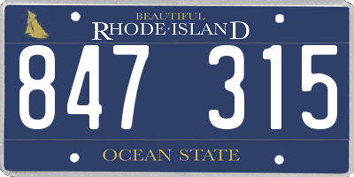 RI license plate 847315