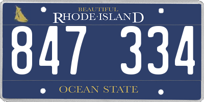 RI license plate 847334