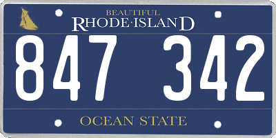RI license plate 847342