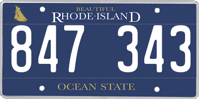 RI license plate 847343
