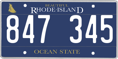 RI license plate 847345