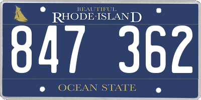 RI license plate 847362