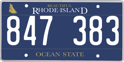 RI license plate 847383
