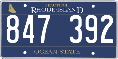 RI license plate 847392