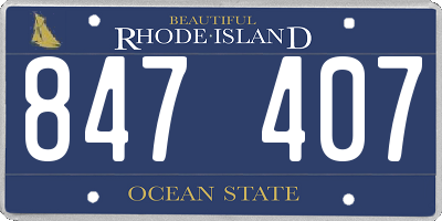 RI license plate 847407