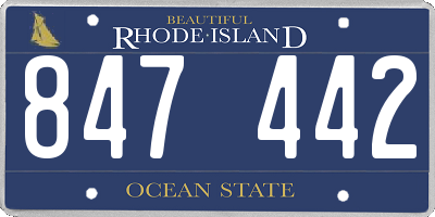 RI license plate 847442
