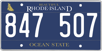RI license plate 847507