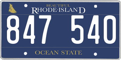 RI license plate 847540