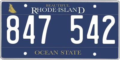 RI license plate 847542