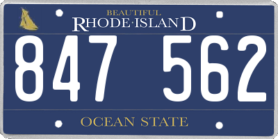 RI license plate 847562