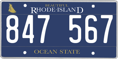 RI license plate 847567