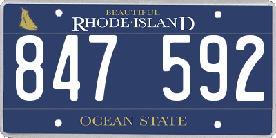 RI license plate 847592