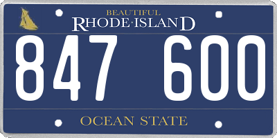 RI license plate 847600