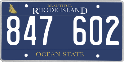 RI license plate 847602