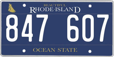 RI license plate 847607