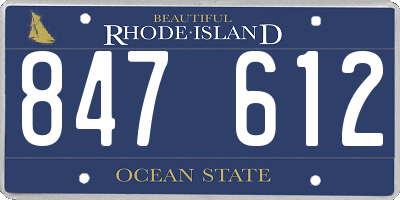 RI license plate 847612