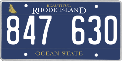 RI license plate 847630