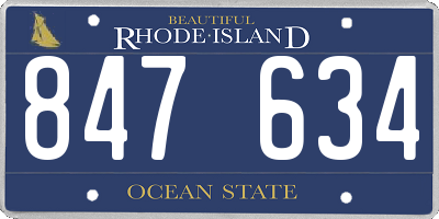 RI license plate 847634