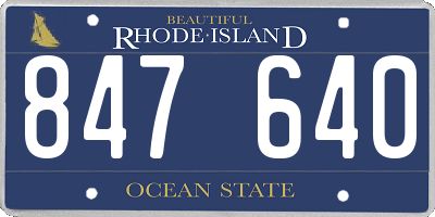 RI license plate 847640