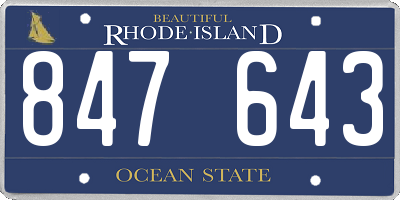 RI license plate 847643