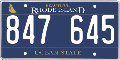 RI license plate 847645