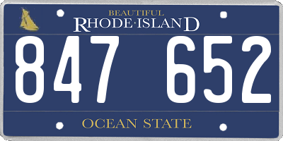 RI license plate 847652
