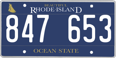 RI license plate 847653