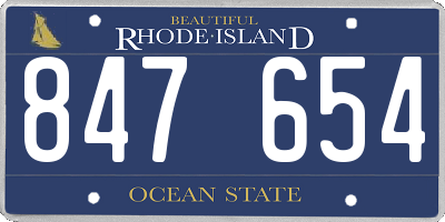 RI license plate 847654